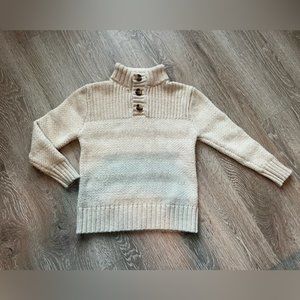 boys brown tan button collar thick sweater xs 4/5
